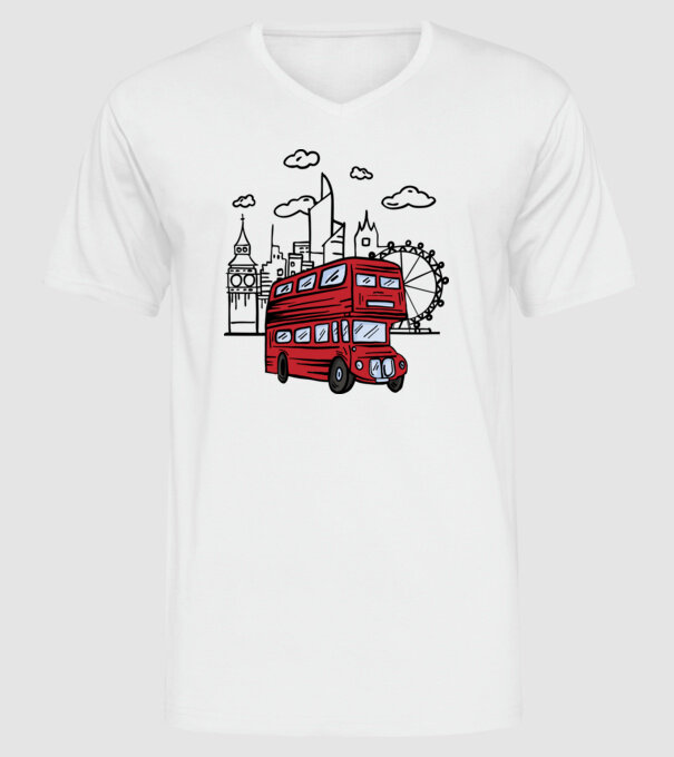 Autobuze model alb pe tricou
