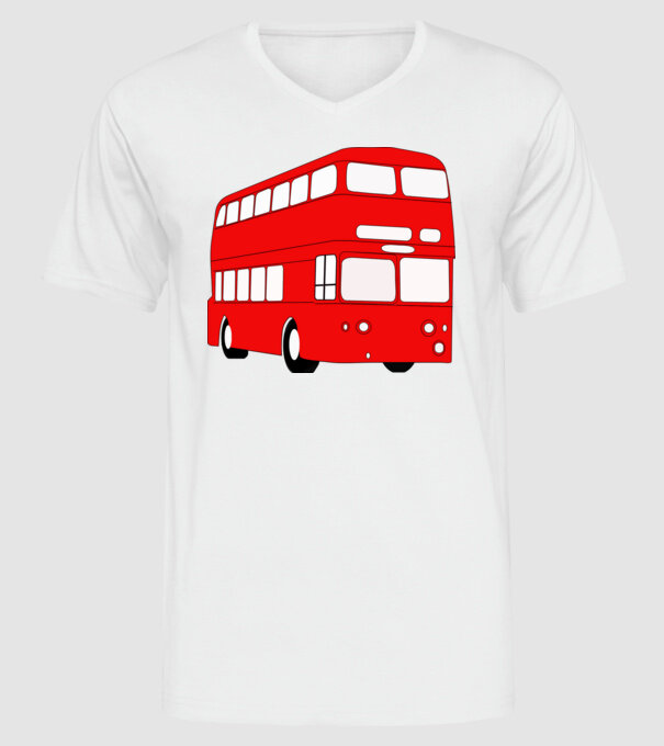 Autobuze model alb pe tricou