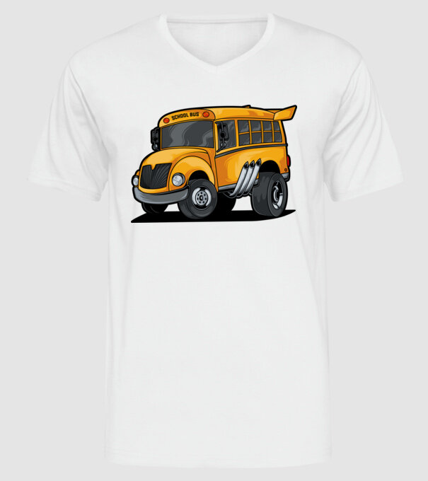 Autobuze model alb pe tricou