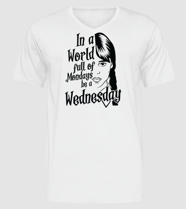 Be a Wednesday model alb pe tricou