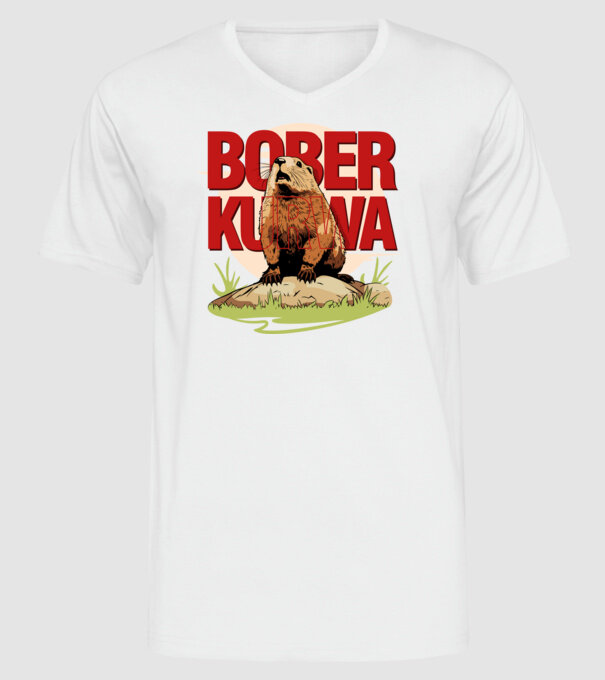 BOBER model alb pe tricou
