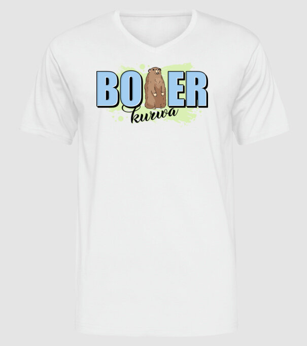 Bober Kurwa model alb pe tricou