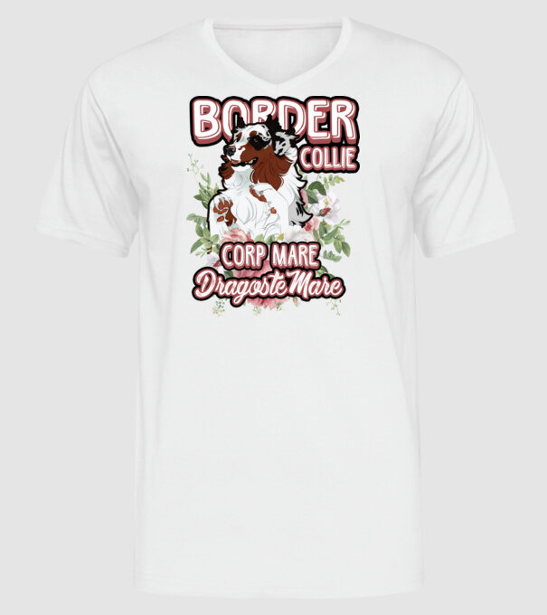 border collie - multă blană multă dragoste model alb pe tricou