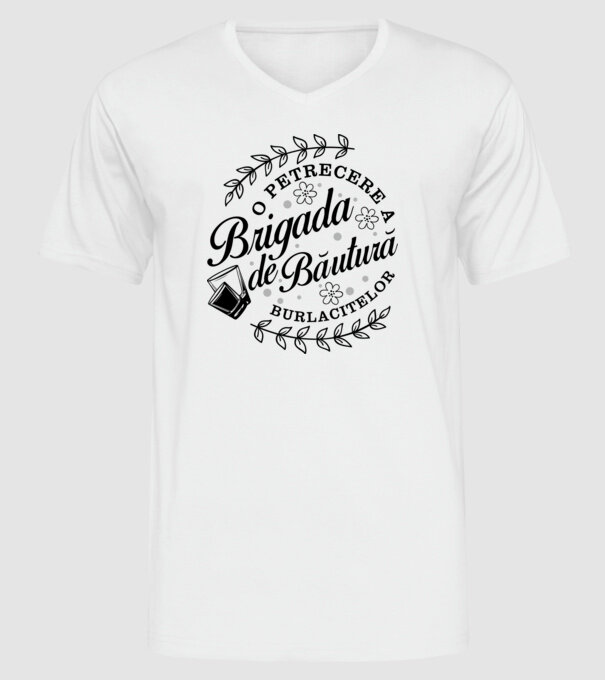 Brigada de băutură model alb pe tricou