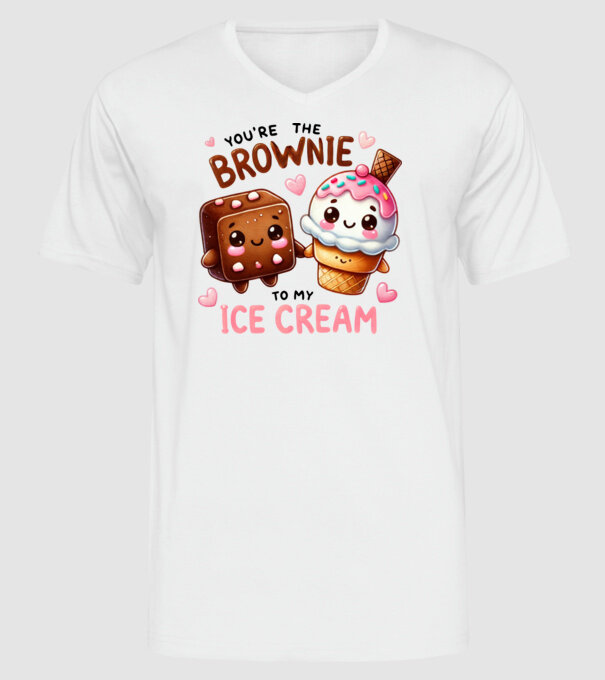 Brownie to my Ice Cream model alb pe tricou