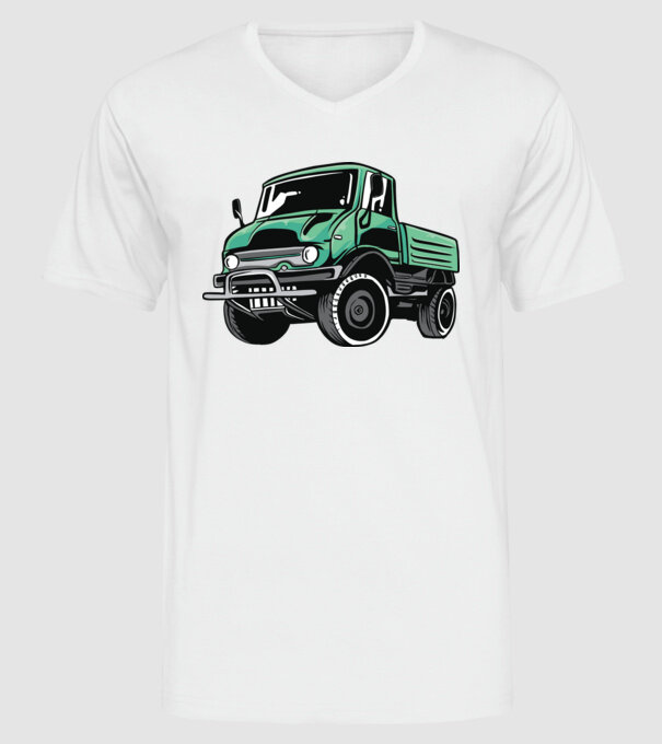 Camioane model alb pe tricou