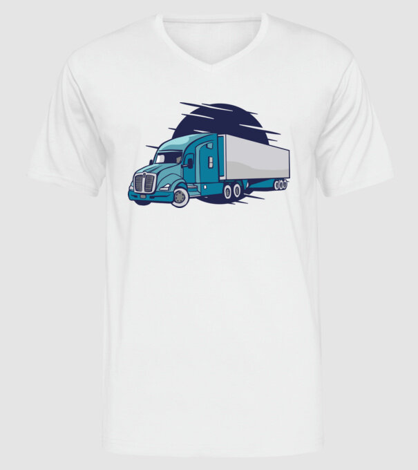 Camioane model alb pe tricou