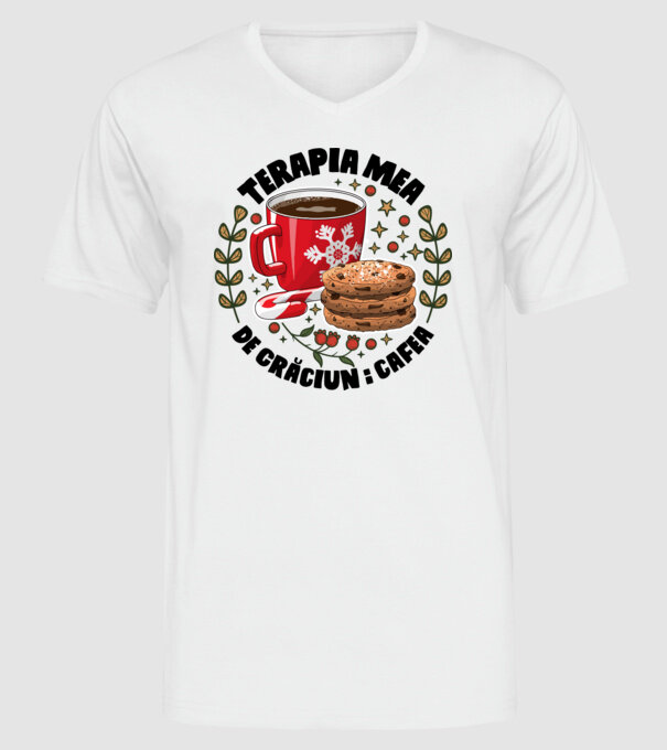 Cană de cafea de Crăciun model alb pe tricou