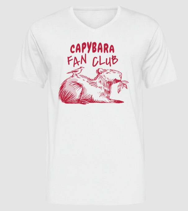 Capybara fan club model alb pe tricou