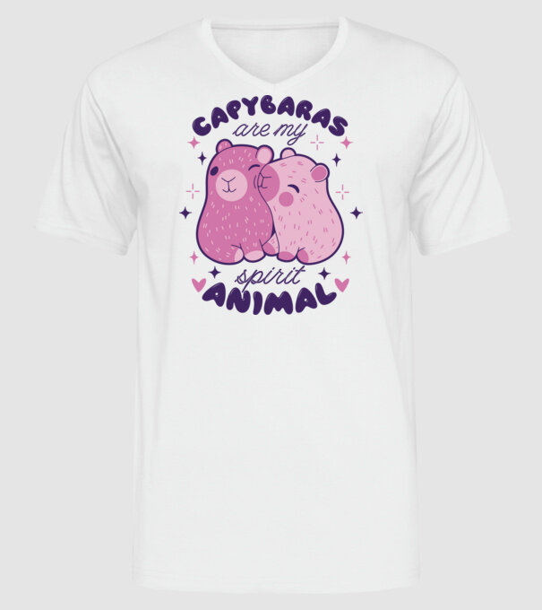Capybaras are my spirit animal model alb pe tricou