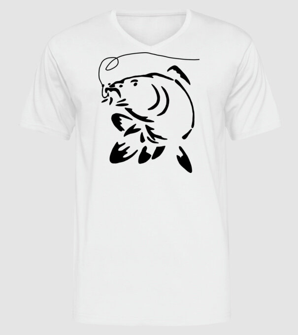 Carp model alb pe tricou