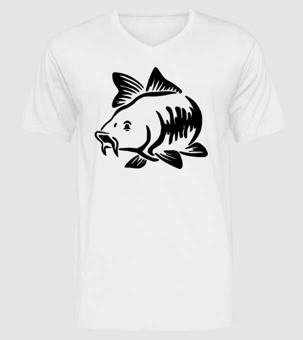 Carp model alb pe tricou