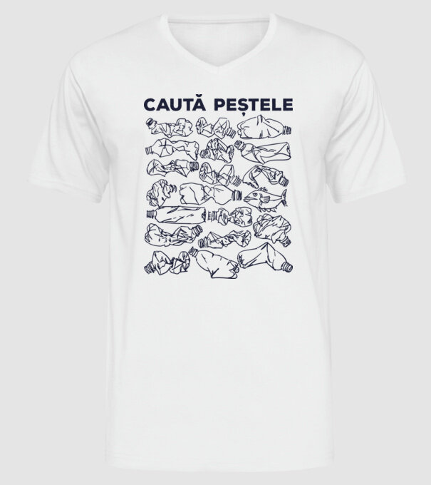 Caută peștele model alb pe tricou