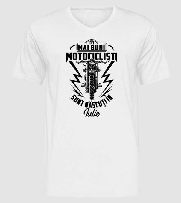 Cei mai buni motocicliști sunt născuți în Iulie model alb pe tricou