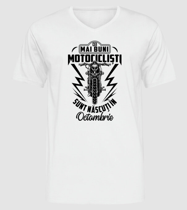 Cei mai buni motocicliști sunt născuți în Octombrie model alb pe tricou
