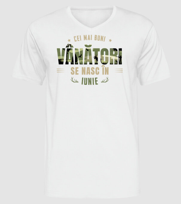 Cei mai buni vânători se nasc în iunie model alb pe tricou