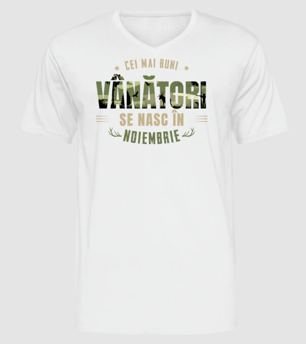 Cei mai buni vânători se nasc în noiembrie model alb pe tricou