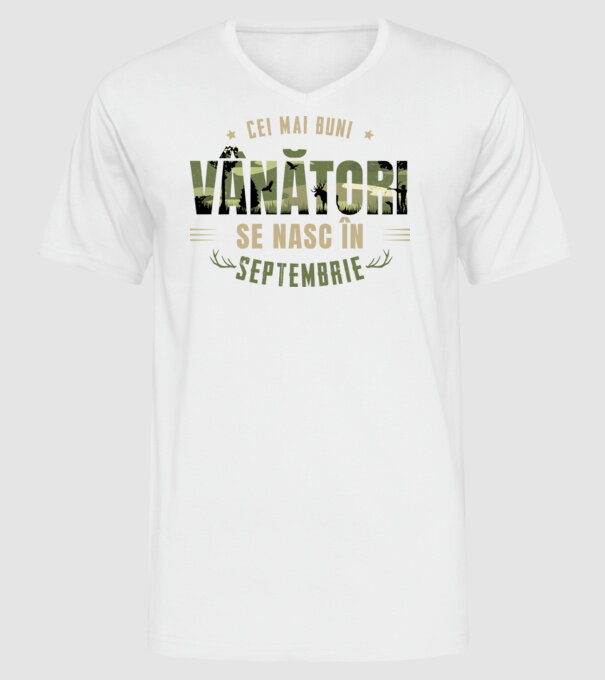 Cei mai buni vânători se nasc în septembrie model alb pe tricou