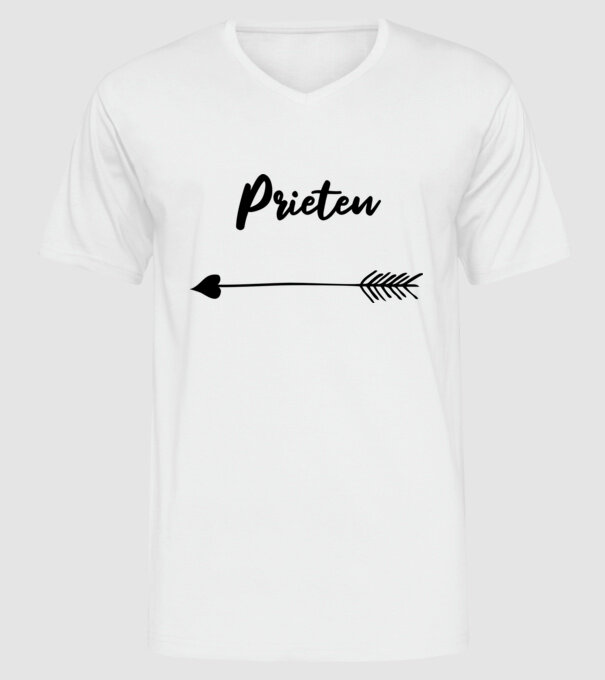 prieten model alb pe tricou