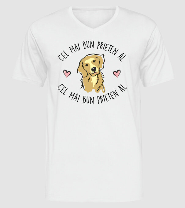 Cel mai bun prieten al meu este un golden retriever model alb pe tricou