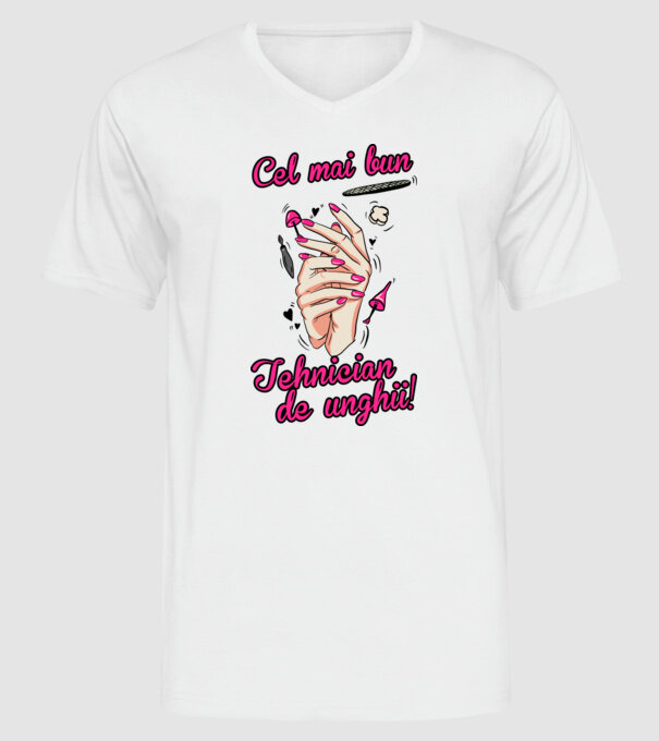 Cel mai bun tehnician de unghii model alb pe tricou