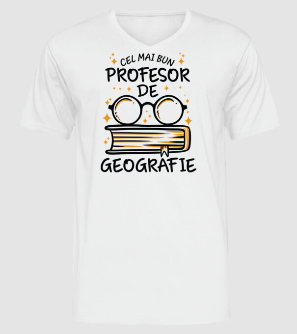 Cel mai profesor geografie model alb pe tricou