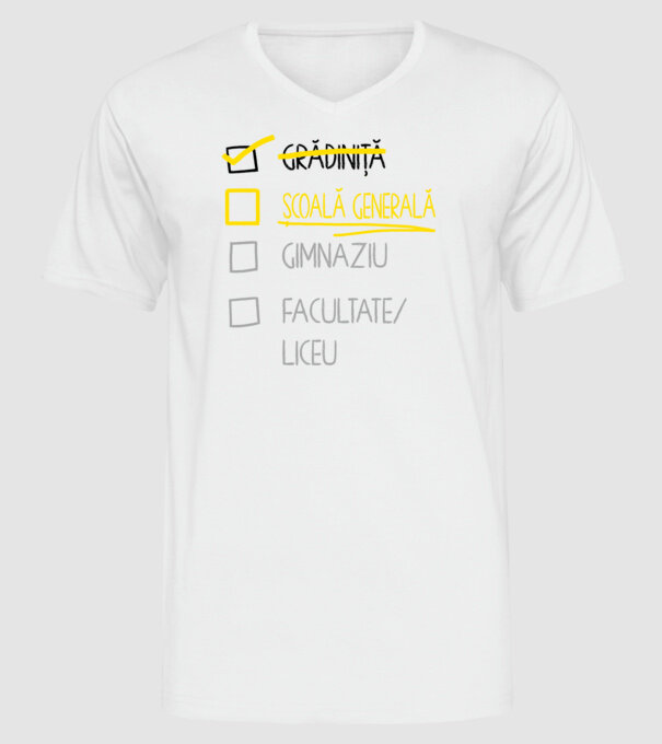 Cheklist educație - grădiniță alb model alb pe tricou