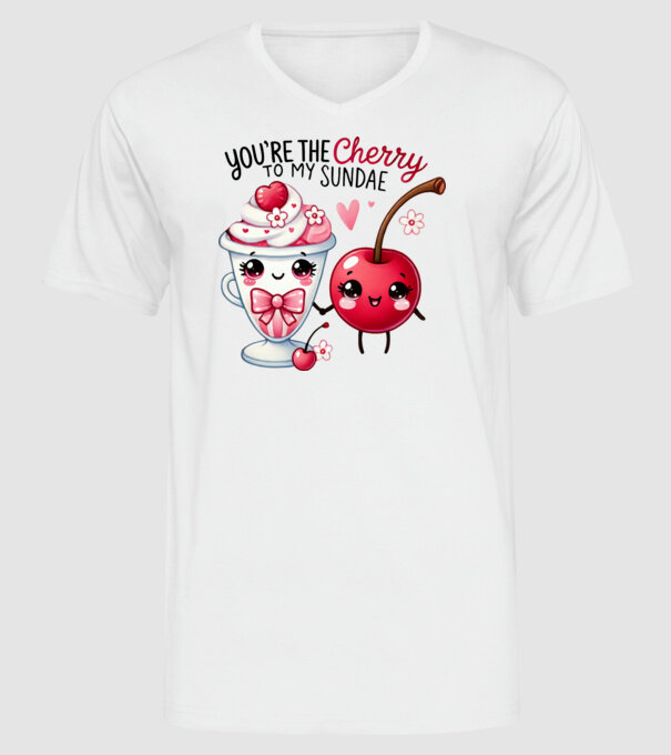 Cherry to my Sunday model alb pe tricou