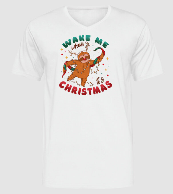 Christmas Sloth model alb pe tricou