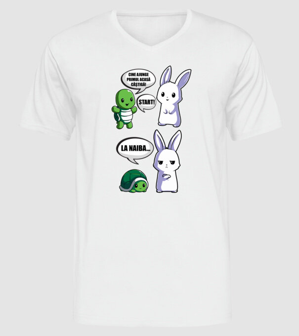 cine ajunge primul acasă câștigă! - start! - la naiba... model alb pe tricou