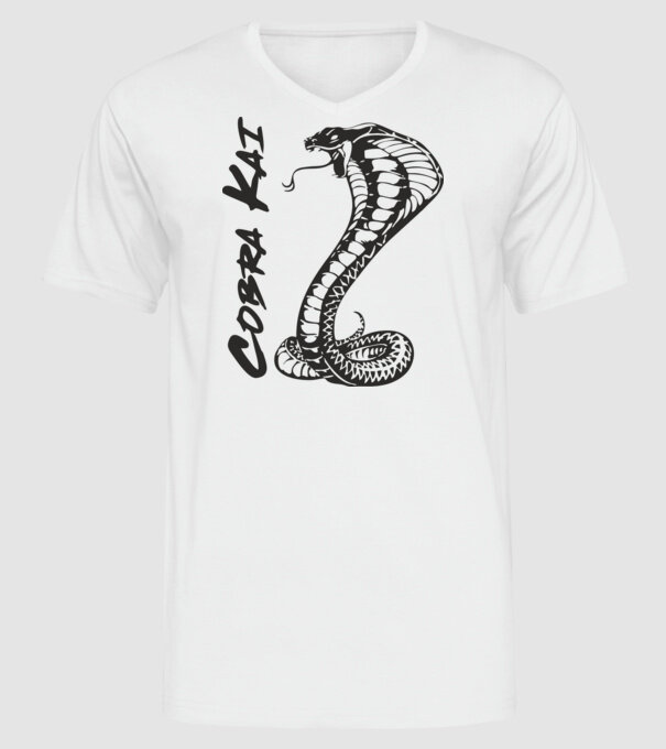 cobra kai black model alb pe tricou