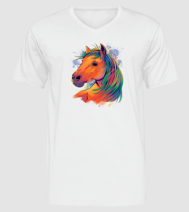 Colorful Horse model alb pe tricou