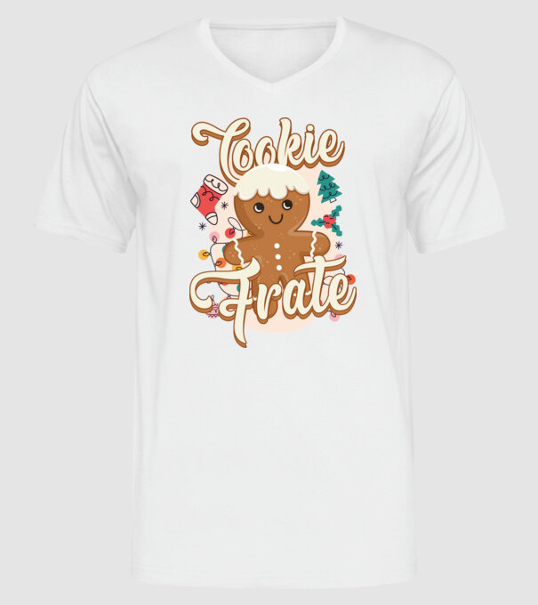 Cookie frate model alb pe tricou