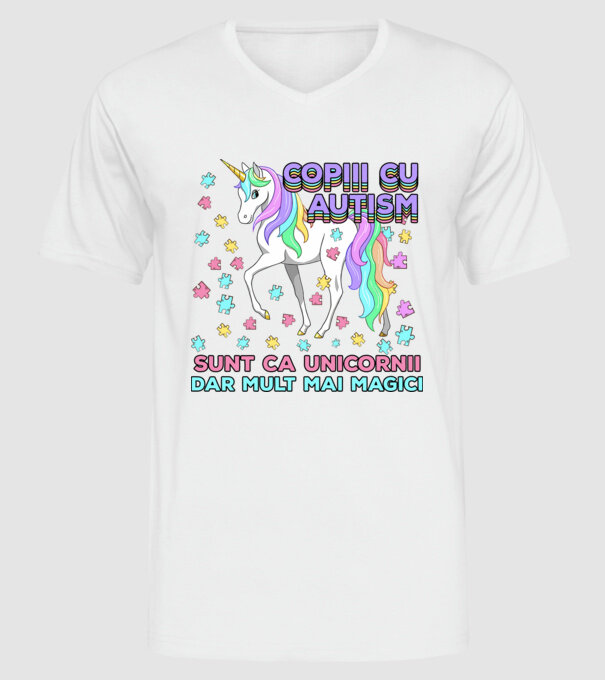 Copiii cu autism sunt ca unicornii, dar mult mai magici model alb pe tricou