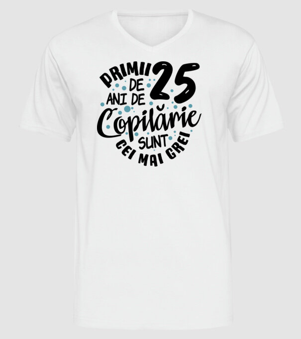 Copilărie 25 de ani model alb pe tricou