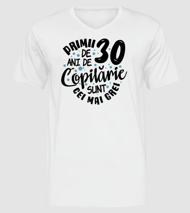 Copilărie 30 de ani model alb pe tricou