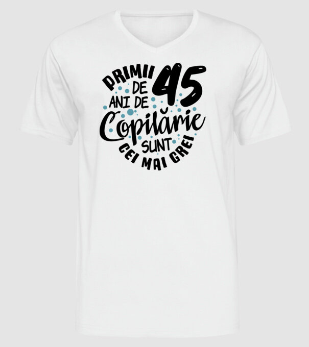 Copilărie 45 de ani model alb pe tricou