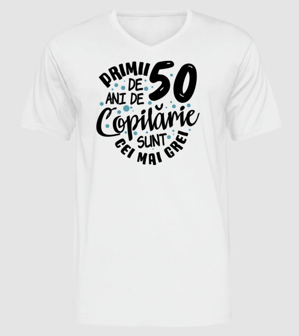 Copilărie 50 de ani model alb pe tricou