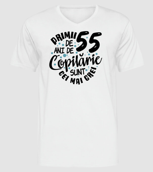 Copilărie 55 de ani model alb pe tricou