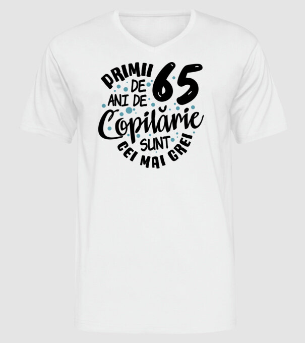 Copilărie 65 de ani model alb pe tricou