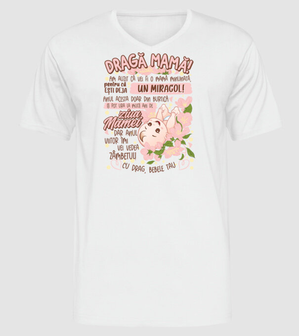 Cu drag, bebele tău model alb pe tricou