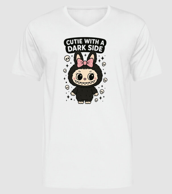 Cutie with a dark side model alb pe tricou