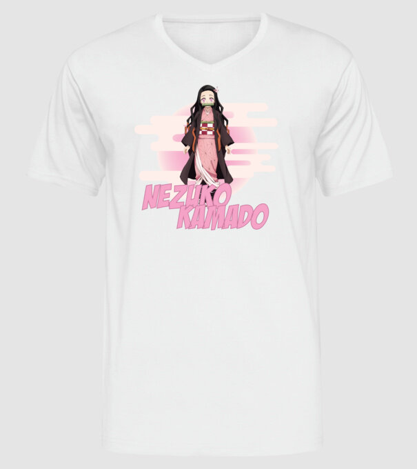 Demon Slayer Nezuko model alb pe tricou