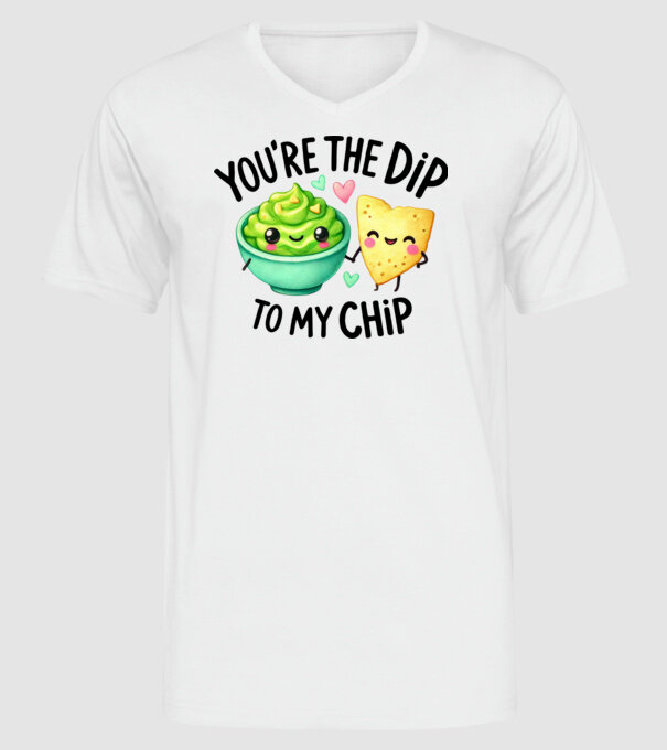 Dip to my Chip model alb pe tricou