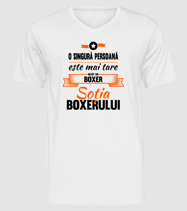 doar o persoană este mai tare decât un boxer, soția boxerului model alb pe tricou