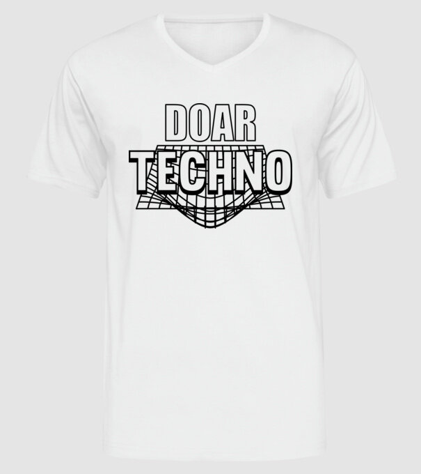 Doar techno model alb pe tricou