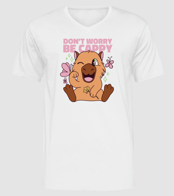 Don't worry be cappy - capibară model alb pe tricou