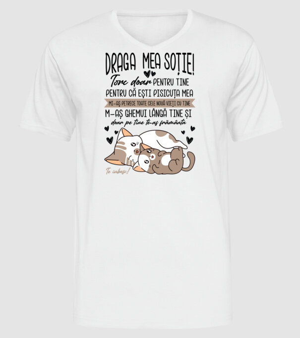 Draga mea soție model alb pe tricou