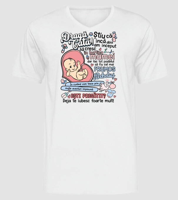 Dragă tată model alb pe tricou