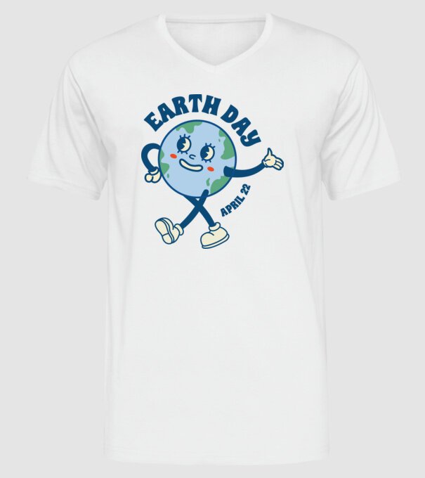 Earth Day model alb pe tricou